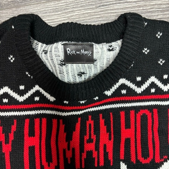 Rick & Morty Happy Human Holiday Christmas Sweater Med 257 - Picture 2 of 9